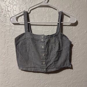 Brandy Melville Astrid Cropped Blue & White Striped Button-up Tank top